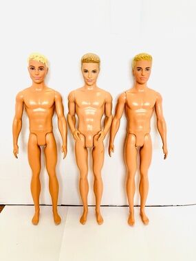 Barbie Ken Fashionistas Fashion Doll Lot(3) Nude Minor Marks Read